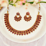 Elegant Antique Finish Kemp Stone Necklace Set