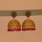 Elegant Kemp Stone Big Matte Jhumka Earrings