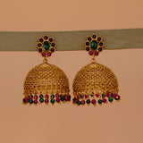 Elegant Kemp Stone Big Matte Jhumka Earrings