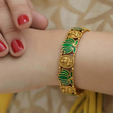 Ethnic Antique Gold Plated Lakshmi Lotus Bangle