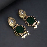 Fashion Golden Oxidized Monalisa Stone Earrings