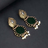 Fashion Golden Oxidized Monalisa Stone Earrings