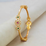 Floral CZ Ruby Emerald Stone Bangle