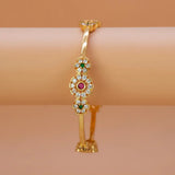 Floral CZ Ruby Emerald Stone Bangle