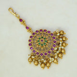 Floral Design Multi-Colour Kemp Stone Maang Tikka