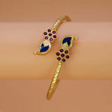Gold Plated Floral Ruby Stones Open Mango Bangle