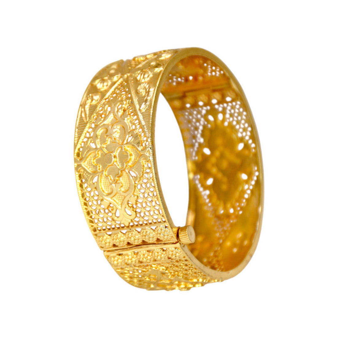 Floral-premium-gold-plated-broad-bridal-screw-bangle