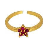 Dazzling Gold Plated Adjustable Floral Stone Finger Ring
