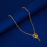 Ethnic Gold Plated Ball Chain Halo Lakshmi Pendant Necklace