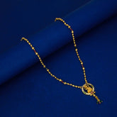 Ethnic Gold Plated Ball Chain Halo Lakshmi Pendant Necklace