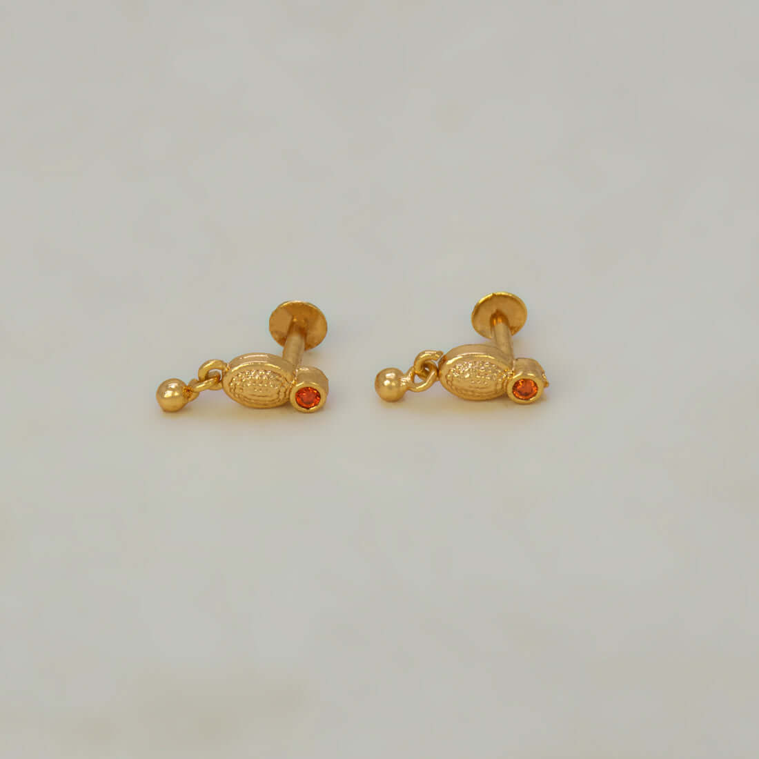 Gold-Plated Bead Hanging Simple Stud Earrings