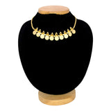 Ethnic Gold Plated Black CZ Head Kasu Necklace