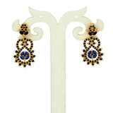 Sparkling Gold-Plated Blue Sapphire Designer Drop Earrings