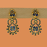 Sparkling Gold-Plated Blue Sapphire Designer Drop Earrings