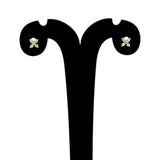 Gold Plated CZ Floral Second Stud Earrings