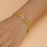 Gold Plated CZ Heart Link Bracelet for Women