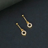 Sparkling Round CZ Gold Plated Bugadi Earrings