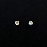 Gold Plated CZ Solitaire Second Stud Earrings