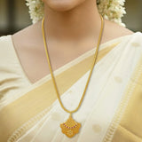 Gold Plated Designer Chain With Ruby CZ Matte Pendant