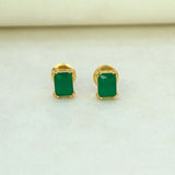 Gold Plated Emerald Stone Stud Earrings