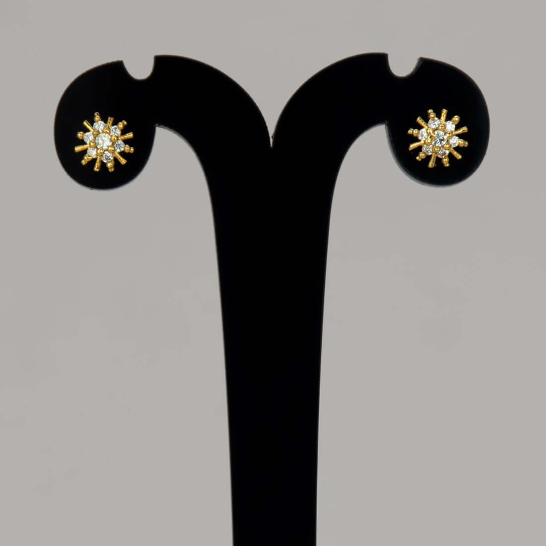 Gold Plated Floral CZ Stud Earrings