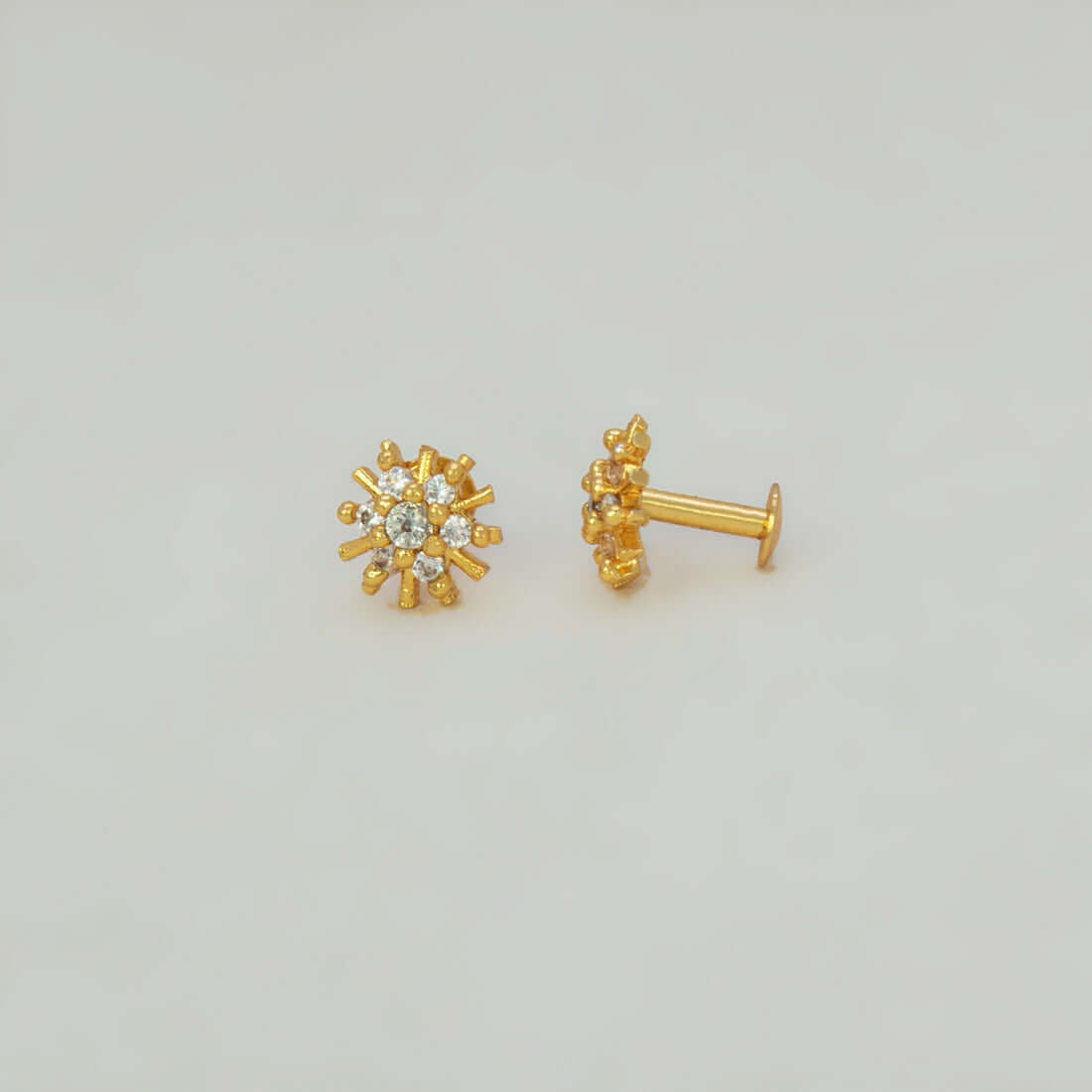 Gold Plated Floral CZ Stud Earrings