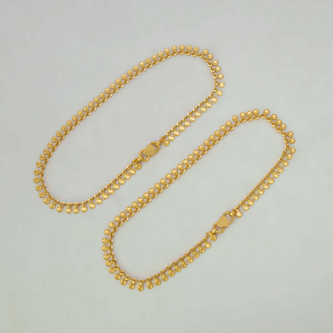 Gold-Plated Floral Disc Drop Chain Anklet