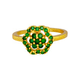 Appealing Gold Plated Floral Stone Adjustable Finger Ring