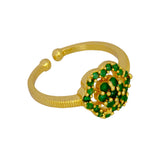 Appealing Gold Plated Floral Stone Adjustable Finger Ring