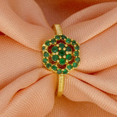 Appealing Gold Plated Floral Stone Adjustable Finger Ring