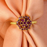 Appealing Gold Plated Floral Stone Adjustable Finger Ring
