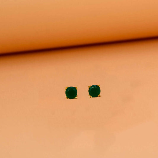 Gold-Plated-Green-Stone-Stud-Earrings