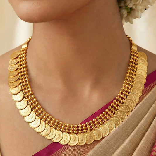 South Indian Gold-Plated Head Kasu Choker Necklace