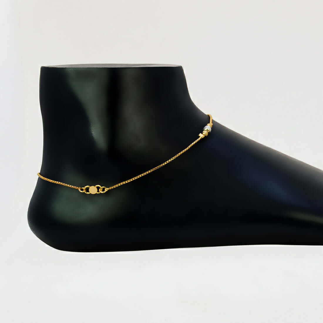 Gold Plated Kilukkam Dual Tone Bead Chain Anklet
