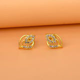 Exquisite Designer Gold Plated Stone Ear Studs