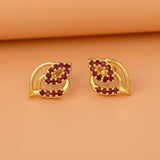 Exquisite Designer Gold Plated Stone Ear Studs