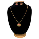 Elegant Matte Gold-Plated Lotus Pendant Necklace Set