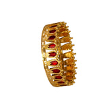 Premium Gold Plated Red Nagapadam CZ Broad Bangle