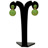 Elegant Gold Plated Disc Stone Drop Earrings