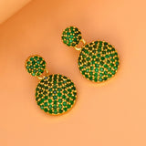 Elegant Gold Plated Disc Stone Drop Earrings