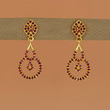 Stylish Gold-Plated Ruby Stone Drop Earrings