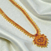 Gold Plated Ruby Mango Heart Pendant Long Necklace