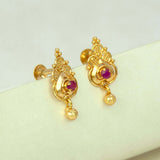 Stylish Gold Plated Ruby Stone Stud Earrings