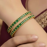 Gold Plated Square Semi Precious Stone Bangles
