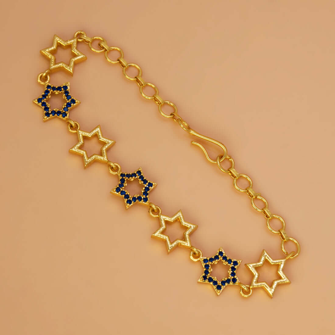 Gold Plated Star Design Blue Sapphire Stone Bracelet