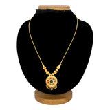 Gold plated ruby stone designer green enamel pendant necklace