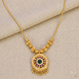 Gold plated ruby stone designer green enamel pendant necklace