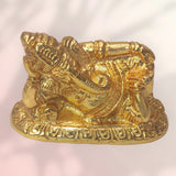 Gold Plated Small Lying Ganesha Idol