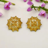 Stylish Big Floral Design Gold Plated Ear Studs
