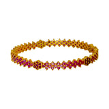 Elegant Gold Plated Floral Semi-precious Stone Bangle